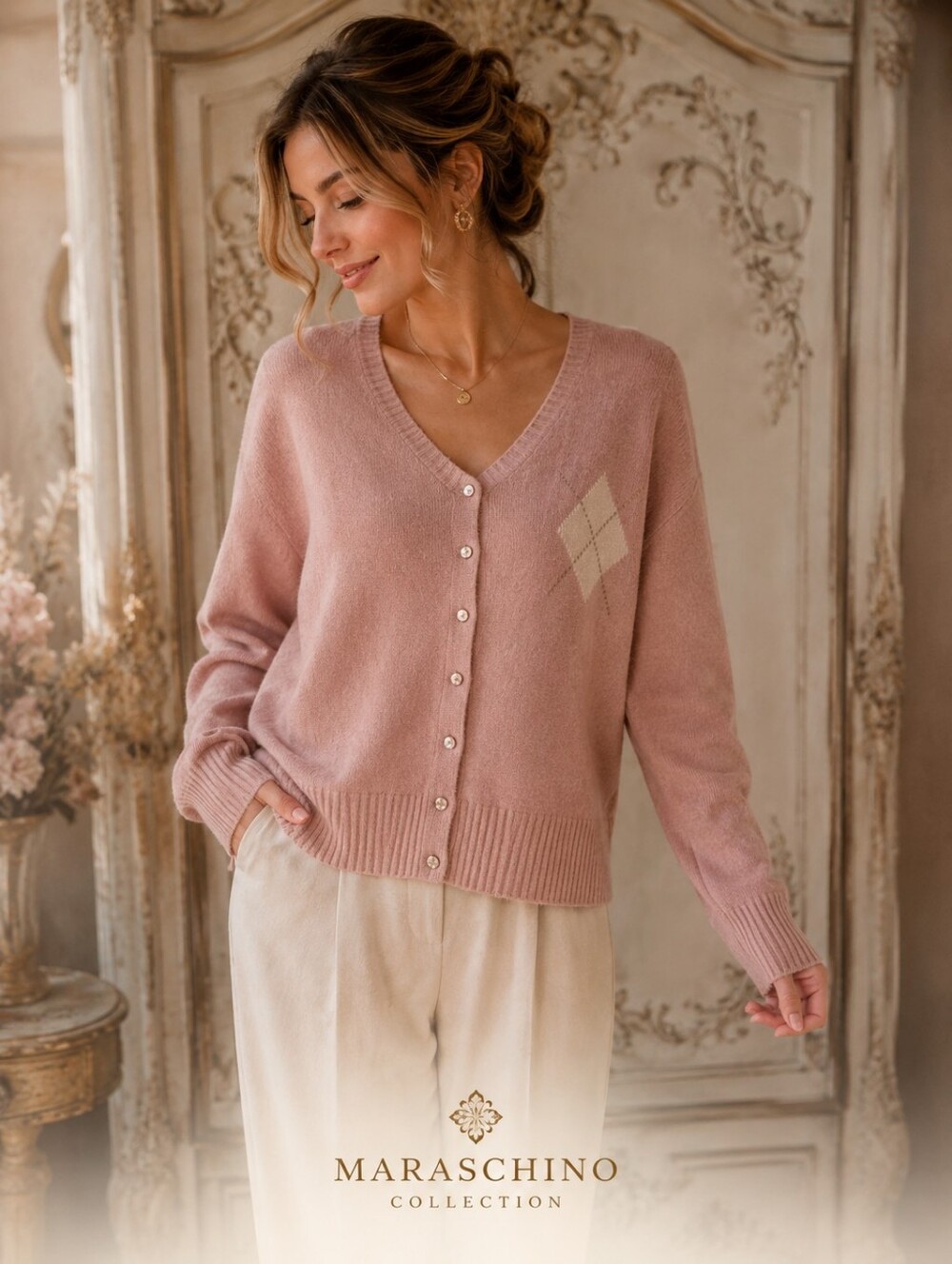 Old Navy Women's Plus Size XXL Pink Argyle Cardigan Button Up Sweater